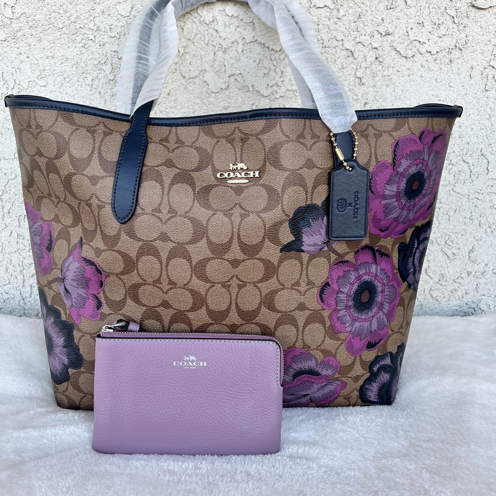 Coach Brown and Purple Tote Bag